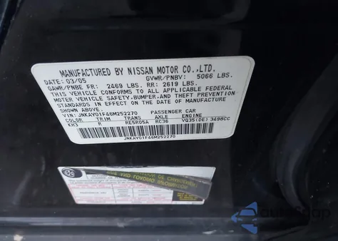 2006 Infiniti M35X z USA, uszkodzony, nr VIN JNKAY01F46M252270